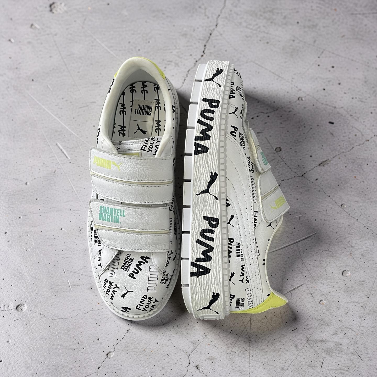 PUMA x Shantell Martin Platform Strap Sneakers in white with bold black illustrations & print