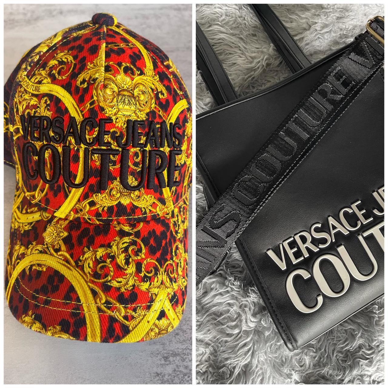Versace Jeans Couture Versace Jeans Couture Orange & Yellow Baroque Cap & Versace Jeans Couture Black Tote Bag